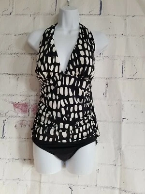 Traje de baño Macys INC negro blanco a lunares traje de baño de una pieza talla 6 tazas acolchadas Foto 1 de 4