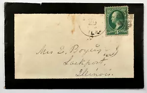 US Mourning Funeral Cover 1880's 3c Banknote ILL to Lockport ILL - Picture 1 of 3