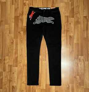 NUEVO HOMBRE BBC MULTIMILLONARIAIRE BOYS CLUB HELADO JEAN REFLECTANTE EN NEGRO - Imagen 1 de 9