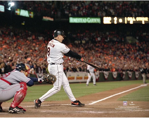 Cal Ripken Jr. Baltimore Orioles Unsigned Swings at Bat in Last Cover