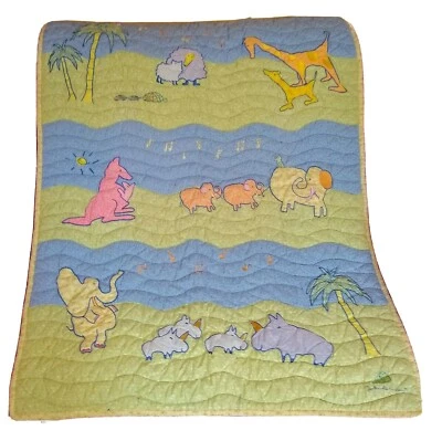 Edredón edredón cuna Carter's John Lennon Animal Parade verde azul animal de la selva Foto 1 de 4