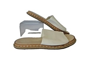 Rag & Bone Cameron Leather Slide Sandals White Casual Comfortable Size 38 US 7.5 - Picture 1 of 5