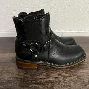 Harley Davidson Leather Motorcycle Women's Boots 84300 Black Size 6 Side Zip - Picture 1 of 14