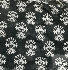 TULLE LACE FABRIC PRINT BLACK STRETCH -SOLD BY THE METER - Picture 1 of 10