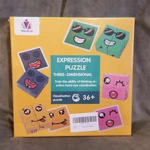 Expression Puzzle Building Cubes Funny Emoji Montessori Blocks Matching Game New - Picture 1 of 4