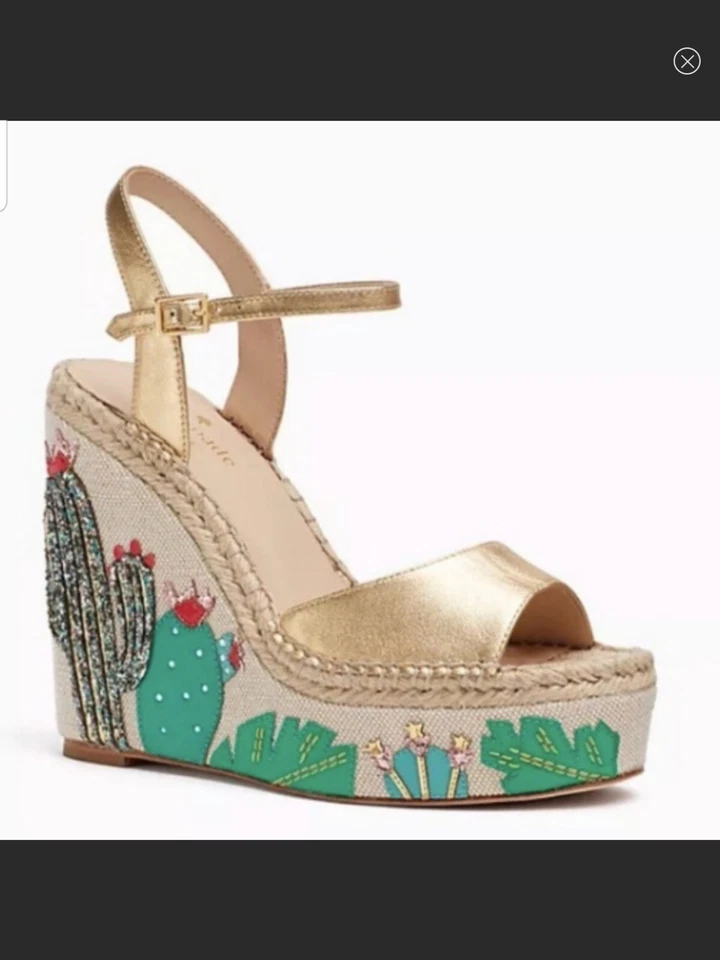 Sandalias de cuña Kate Spade New York Dallas con plataforma de cactus brillante talla 10  Foto 1 de 4