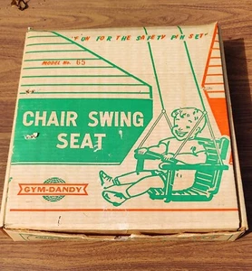 1970s GYM-DANDY OAK CHILDS Wooden CHAIR SWING SEAT With Chain USA NIB - Picture 1 of 3