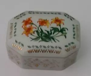 DAR 1981 Limoges Trinket Box Flowers of Colonial America ~ Wood Lilly - Picture 1 of 6
