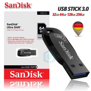 SanDisk USB Stick Ultra Shift 3.0 32GB 64GB 128GB 256GB Speicher Flash Drive - Bild 1 von 9