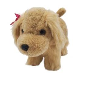 Battat Pucci Pup Plush Cocker Spaniel Puppy Dog Pink Bow Stuffed Animal Tan 10” - Picture 1 of 7