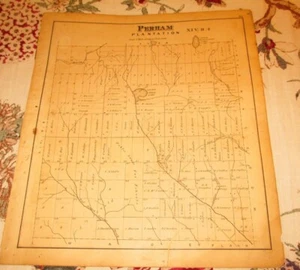 ANTIKE PERHAM PLANTAGENKARTE MAINE UM 1870-80, BESITZERNAMEN - Bild 1 von 1