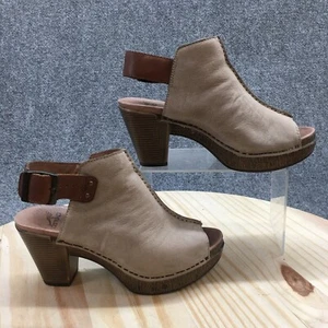 Dansko Sandals Womens 37 Reggie Casual Peep Toe Slingback Brown Leather Heels - Picture 1 of 19