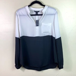WHBM White House Schwarzmarkt Neu mit Etikett Colorblock Popover Bluse Shirt 6 - Bild 1 von 5