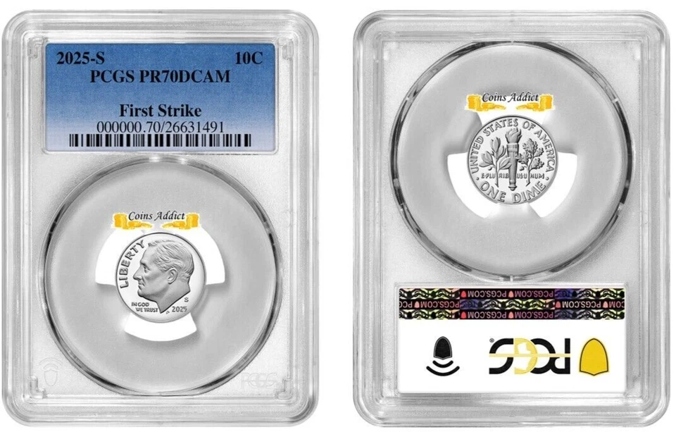 Moneda de diez centavos S Roosevelt 2025 10C graduación profesional PR70DCAM First Strike #1 Foto 1 de 1