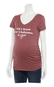 Maternity Aglow Christmas Shirt Ruched T-shirt Women’s Size XS - Picture 1 of 1