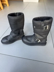 Ugg Australia Black Leather Kensington Boots Size UK 4.5 Excellent condition - Picture 1 of 5