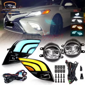 LED DRL Daytime Running Turn Signal Fog Lights for 2018-2020 Toyota Camry SE XSE - Foto 1 di 11