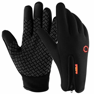 Guantes térmicos a prueba de viento impermeables de invierno pantalla táctil guantes cálidos hombres mujeres Foto 1 de 4