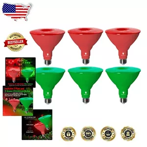 Eco-Friendly 18W Par38 Red & Green LED Bulbs - 6 Pack, Long-Lasting Illumination - Picture 1 of 9