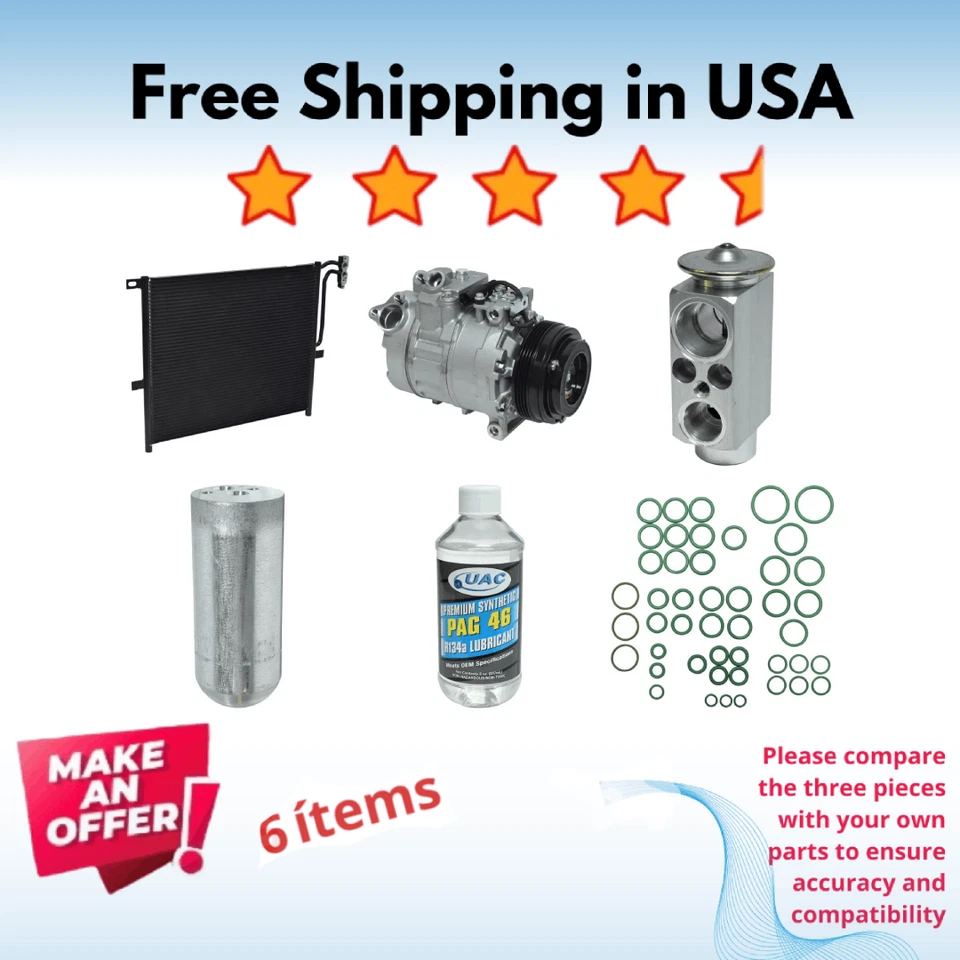 Compressor, Condenser & Valve A/C Fit BMW X3 2004-2006 - Image 1 of 4