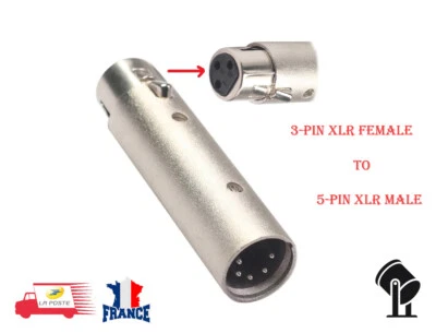 Convertisseur 3 broches XLR femelle à 5 broches XLR mâle DMX Signal lumineux