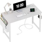 39 Inch Computer Desk W/ Power Outlet 40 Inch Teen Study Table Home Office Work