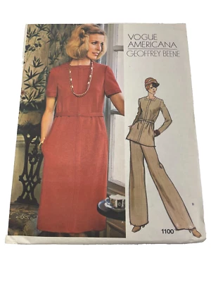 Vtg Vogue Americana Patrón 1100 Geoffrey Been Vestido Túnica Y Pantalón Tamaño 8 - Imagen 1 de 2