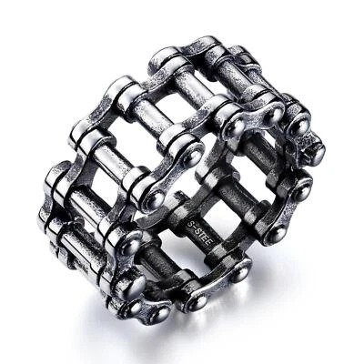 Anillo de cadena de acero inoxidable Hip Hop para bicicleta motocicleta para hombres deportes joyería para dedos Foto 1 de 4