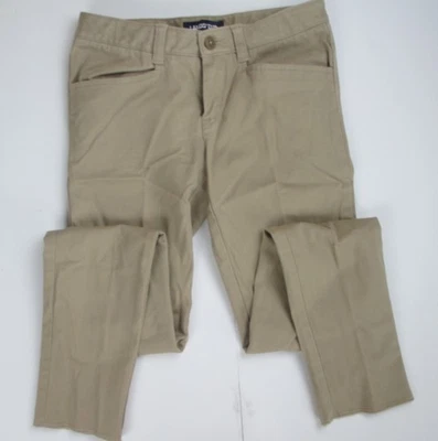 LANDS END Khaki School Uniform Pencil Leg Chino UNHEMMED Pants Girls 8 - Image 1 of 4