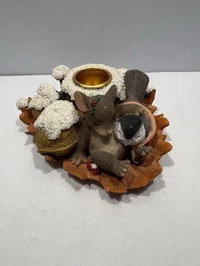 Charming Tails Fitz&Floyd Silent Night Candle Holder 93/451 Mouse Bird Holidays - Picture 1 of 8