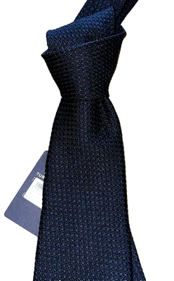 Corbata de seda granadina 7 pliegues $555 nueva con etiquetas Turnbull & Asser sólida AZUL MARINO 3,6” para hombre Foto 1 de 4