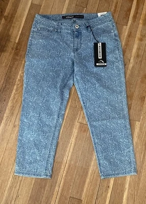 NWT Jordache Skinny Crop Jeans Womens Size 10 NEW - Light Wash Geometric Print - Image 1 of 4