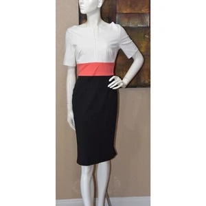 ESCADA Designer Couture Color block Sheath Fishtail Back Dress Size 36/6 NEW!!! - Picture 1 of 10