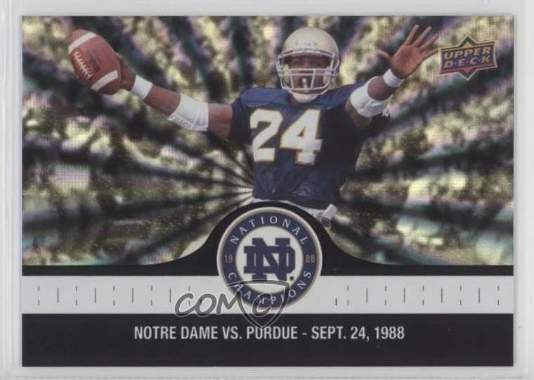 2017 Upper Deck Notre Dame 1988 Championship Blue Pattern Rainbow Mark Green #20 - Image 1 of 2