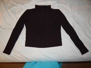 Worth Silk Blend Sweater, Mock Neck Size M: Dark Brown - Picture 1 of 13