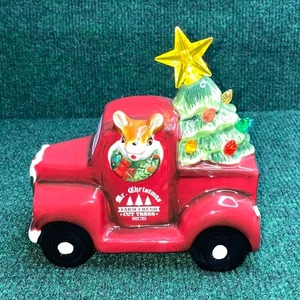 MR CHRISTMAS ~ RENTIER in rot Pickup Truck mit Weihnachtsbaum beleuchtete Figur - Bild 1 von 7