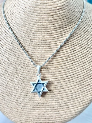 Амулет David Yurman из чистого серебра мужской Star of David с цепочкой в коробке 22 дюйма - Изображение 1 из 3