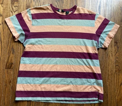 Camiseta de Colección Años 90 J Crew Para Hombres XL Rayas Remero Hecha en EE. UU. Peso Pesado Patín Foto 1 de 4