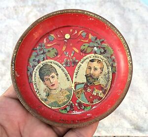 Vintage Coronation Of King George V Queen Mary 1911 Litho Tin Plate Belgium
