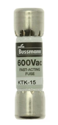 BUSSMANN KTK-15 600VAC 15A Cartridge FUSE FAST ACTING 10x38mm - Fluke Multimeter