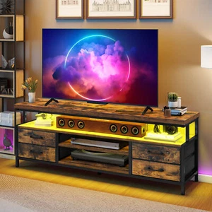 LED TV Stand w/ Mount for 70 inch TVs TV Console Cabinet w/Power Outlets Storage - Picture 1 of 12