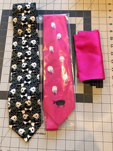 2 Ties - Quality By Design Pink Sheep Black And Pandas National Zoo Washington - Picture 1 of 6