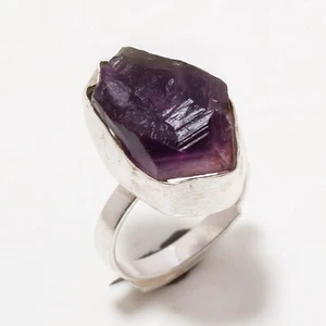 925 Sterling Silver Purple Amethyst Gemstone Handmade Rings Jewelry Size Adjust. - Picture 1 of 3