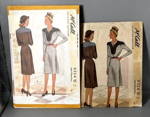 40s Orig VTG UNCUT '45 McCalls Sewing Pattern 6224 Half Button Shirtdress - Picture 1 of 2