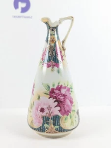 Nippon handbemalte japanische Blumen & Goldperlen Ewer um 1891 - 1911 - Bild 1 von 6