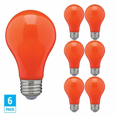 SATCO 6 Pack CERAMIC ORANGE LED Bulb A19 Medium E26 8W 60 Watt Equivalent Damp Locatio