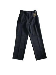 NWT Boys Joseph Abboud Wool Flat Front Black Pinstriped Dress Pants Slacks 10R - Picture 1 of 18