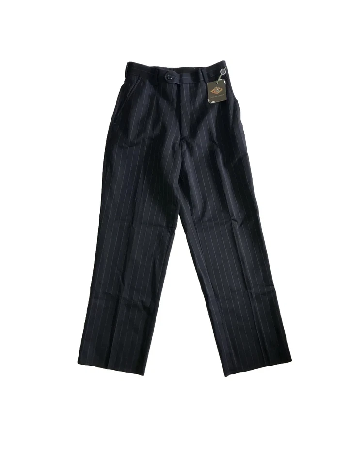 Pantalones de vestir a rayas negros con frente plano de lana Joseph Abboud 10R nuevos con etiquetas para niños Foto 1 de 4