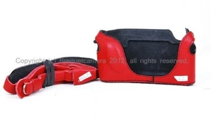 Nuevo Antiguo Stock Luigi Crescenzi Medio Cuero Estuche Rojo para M8 M9 con Correa - Imagen 1 de 7