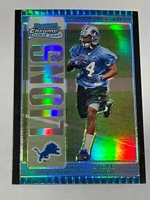 2005 Bowman Chrome Football Blue Refractor #/250 - Steve Savoy RC - Lions - Image 1 of 3